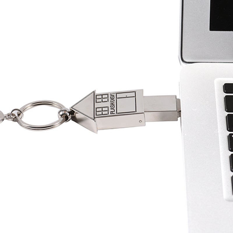 Small House Metal Usb Diy Laser Engraving Usb Flash Drive Free Key Ring Usb Flash Drive Creative Office Gift 64Gb - Image 5